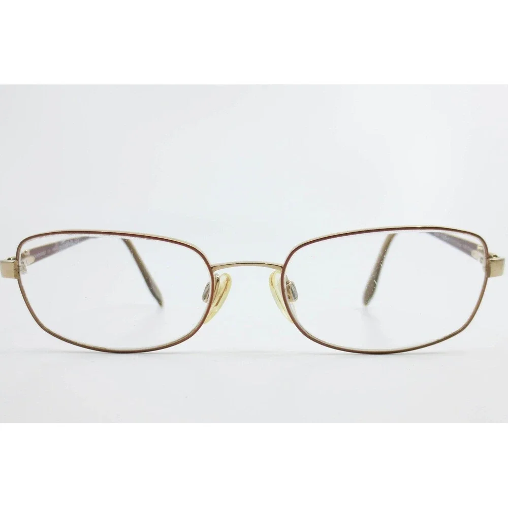 Charmant CH10845 Brown Gold Pure Titanium Eyeglass Frames 51-17-135 Rectangular